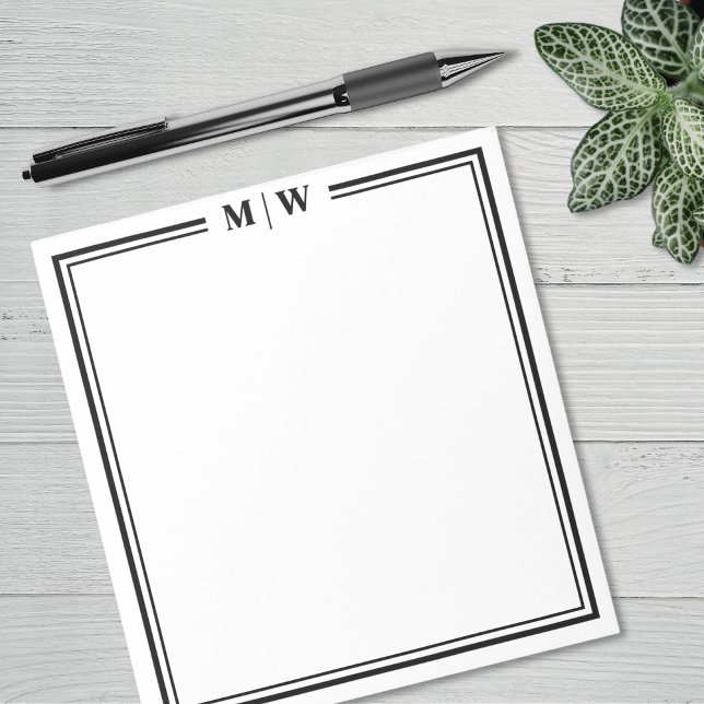 Black White Minimalist Monogram Notepad (Black White Minimalist Monogram Notepad)