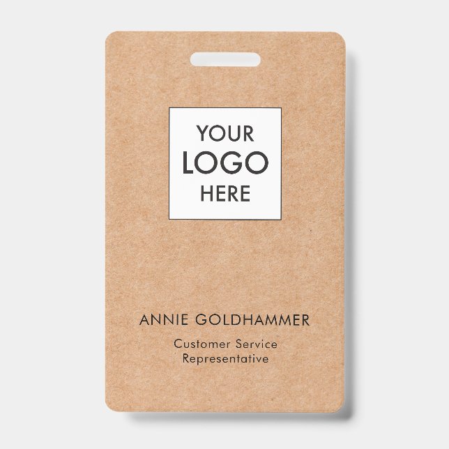 Black & White Minimalist Monogram on Kraft Badge (Front)