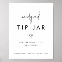Black & White Minimalist Newlywed Tip Jar
