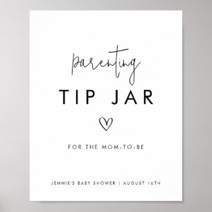  Black & White Minimalist Parenting Tip Jar Poster