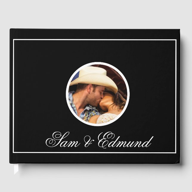 Black & White Minimalist - Photo-  Guest Book (Front)