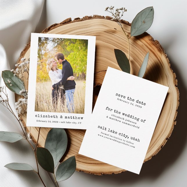 Black & White Minimalist Photo Save the Date Card (Creator Uploaded)
