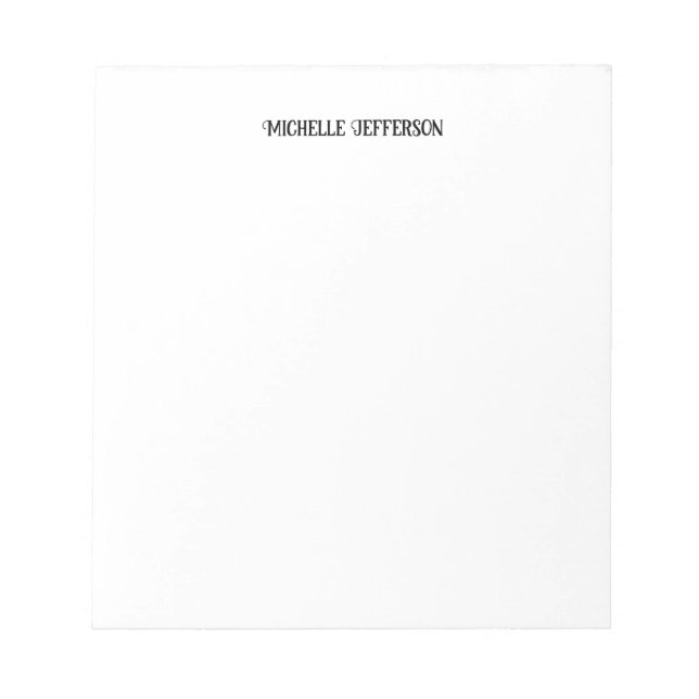 Black & White Minimalist Plain Classical Notepad (Front)