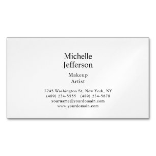 Black & White Minimalist Plain Modern Magnetic Business Card