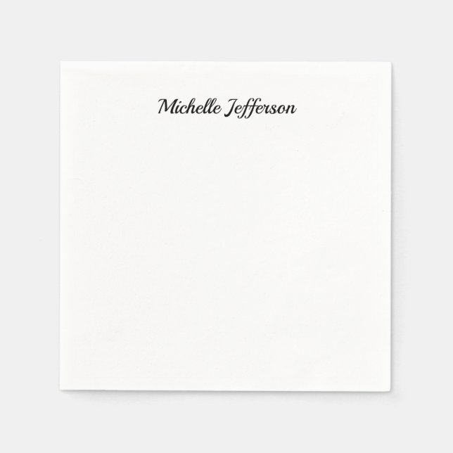 Black & White Minimalist Plain Modern Napkin (Front)