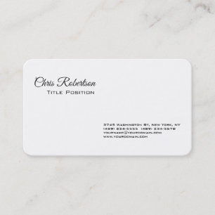 Black & White Minimalist Plain Simple Modern Business Card