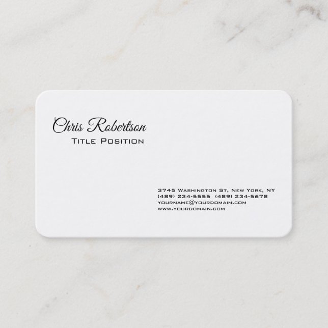 Black & White Minimalist Plain Simple Modern Business Card (Front)