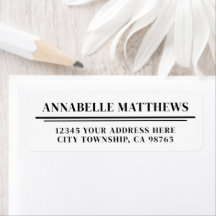 Black White Minimalist Return Address