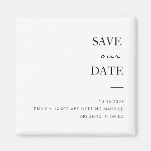 Black + White Minimalist Save The Date Magnet