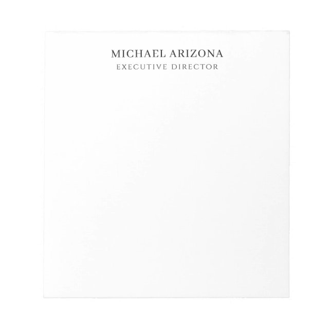 Black & White Minimalist Simple Chic Modern Plain Notepad (Front)
