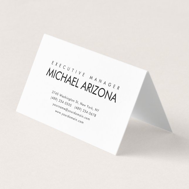Black & White Minimalist Simple Plain Business Card (Front)