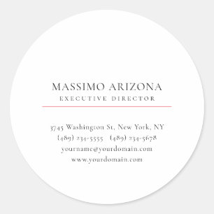 Black White Minimalist Simple Plain Classic Round Sticker