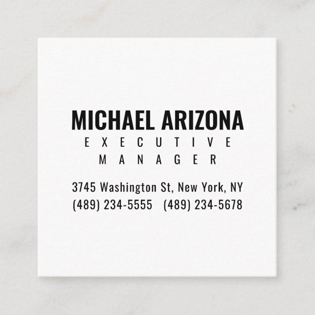 Black & White Minimalist Simple Plain  Enclosure Card (Front)