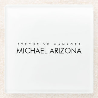 Black & White Minimalist Simple Plain Modern Glass Coaster