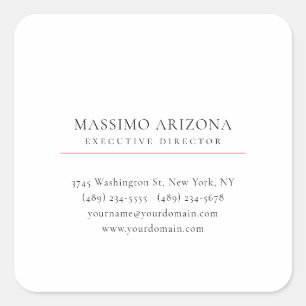 Black White Minimalist Simple Plain Modern Square Sticker