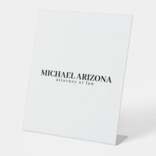 Black & White Minimalist Simple Plain  Pedestal Sign