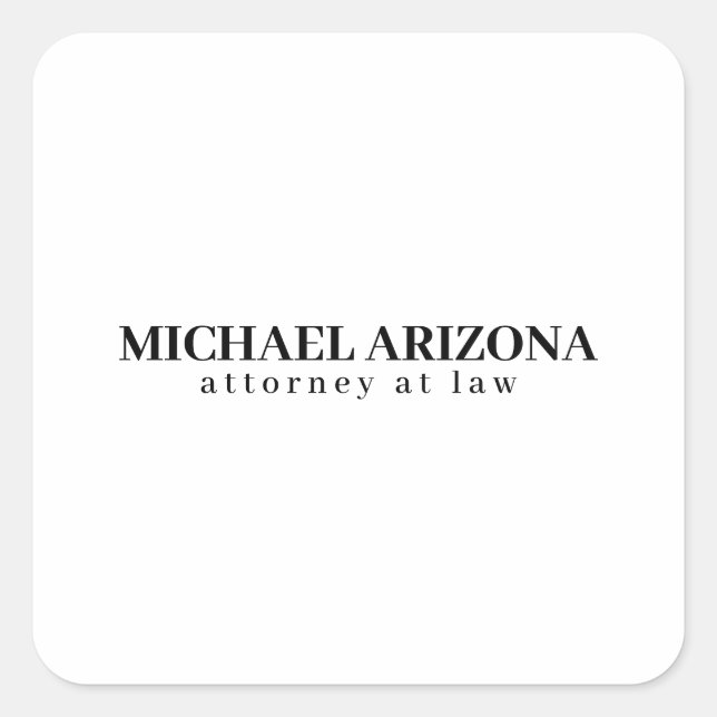 Black & White Minimalist Simple Plain  Square Sticker (Front)