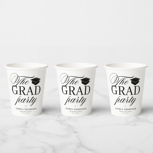 Black White Minimalist The Grad Party  Paper Cups (Multi)
