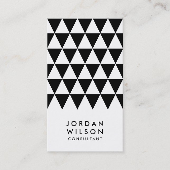 Black White Minimalist Triangle Geometric Business Card (Front)