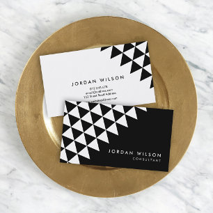 Black & White Minimalist Triangle Modern Geometric Business Card