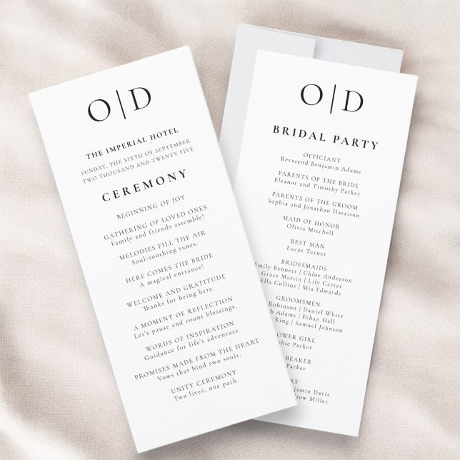 Black White Minimalist Typography Wedding Program (Creator Uploaded)