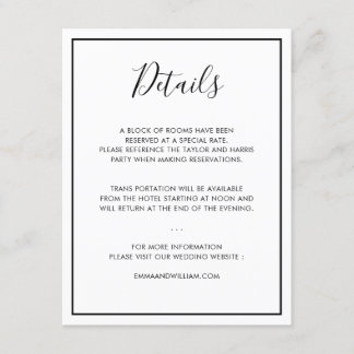 Black & White Minimalist Wedding Details card 01