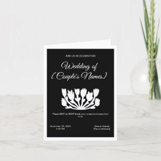 Black & White Minimalist Wedding Folded Invitation