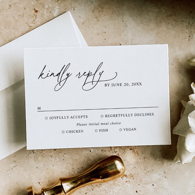 Black & White Minimalist Wedding Meal Options RSVP (Creator Uploaded)