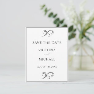 Black & White Minimalist Wedding Save The Date