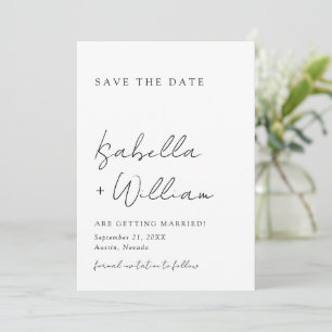 Black & White Minimalist Wedding Save The Date Invitation