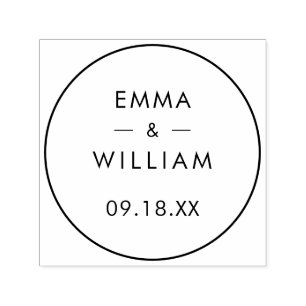 Black & White Minimalist Wedding Self-inking Stamp