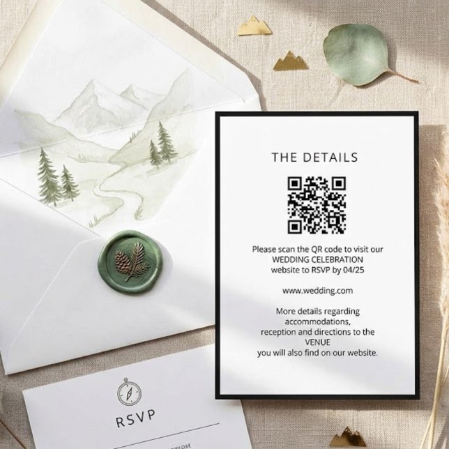 Black & White Minimalist with QR code wedding Invitation (Creator Uploaded)