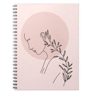 Black & White Minimalist Woman Line Art Poster  Notebook