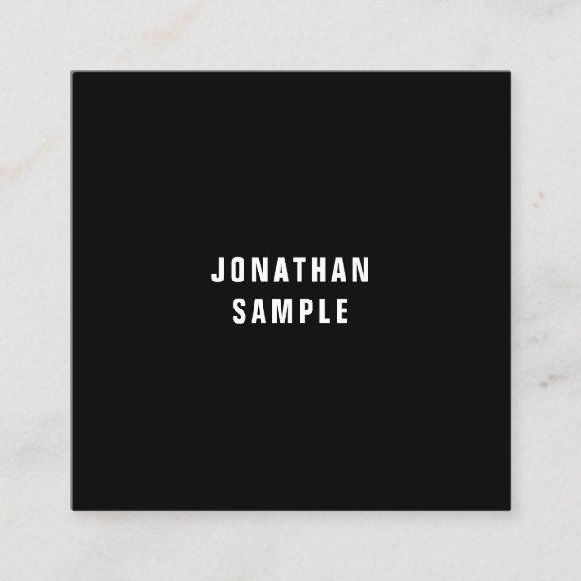 Black White Minimalistic Design Elegant Modern Square Business Card (Front)