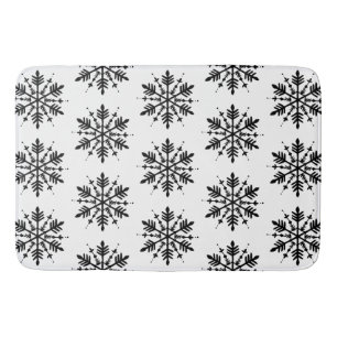 Black & White Minimalistic Graphic Snowflake Bath Mat