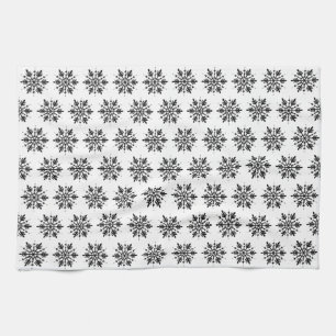 Black & White Minimalistic Graphic Snowflake Kitchen Towel