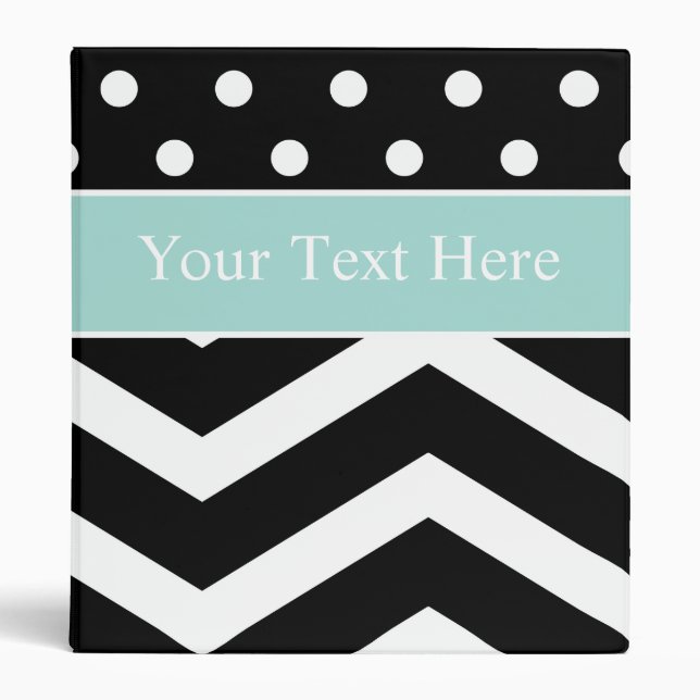 Black White Mint Turquoise Chevron Custom Binder (Front)
