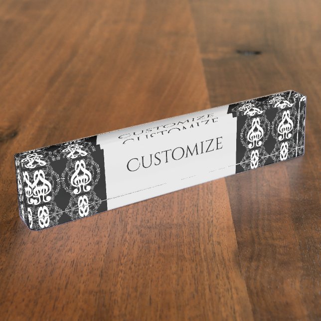 Black & White Mirror Image Music 2 Nameplate (Side)