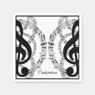 Black & White Mirror Image Music 2 Napkins