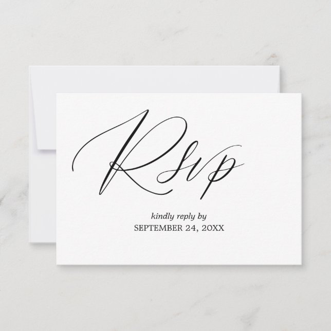 Black & White Modern 2-3 Calligraphy Meal RSVP (Front)