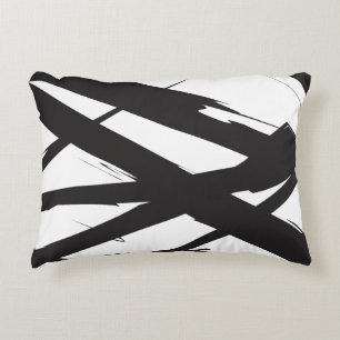 Black & White Modern Abstract Art Line Decorative Accent Pillow