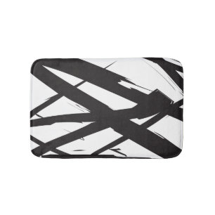Black & White Modern Abstract Art Line Decorative Bath Mat