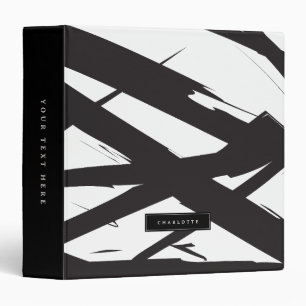 Black & White Modern Abstract Art Line Decorative Binder