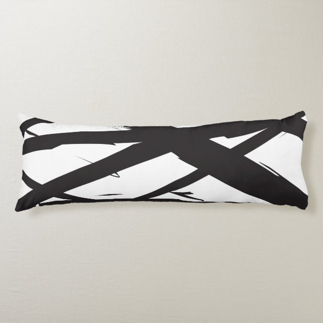 Black & White Modern Abstract Art Line Decorative Body Pillow (Front)
