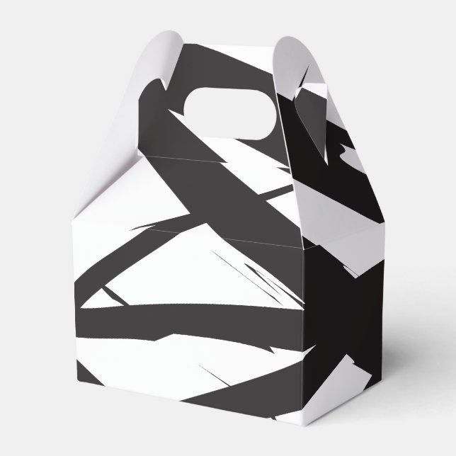 Black & White Modern Abstract Art Line Decorative Favor Box (Front Side)
