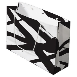 Black & White Modern Abstract Art Line Decorative Large Gift Bag
