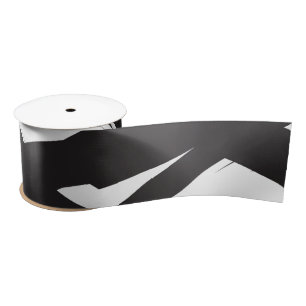 Black & White Modern Abstract Art Line Decorative Satin Ribbon