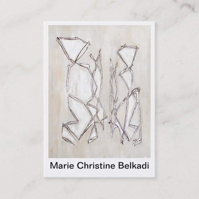 Black White Modern Abstract Geometric Fine Art Business Card (Front)