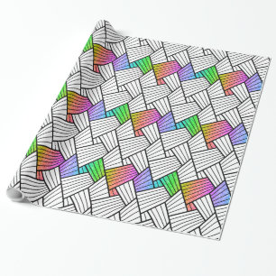 Black & White Modern Abstract Lines Pattern Wrapping Paper