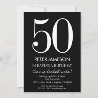 Black & White Modern Adult Birthday Invitations